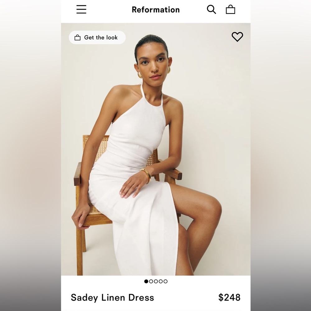 Reformation Sadey Linen Dress White - Size 4